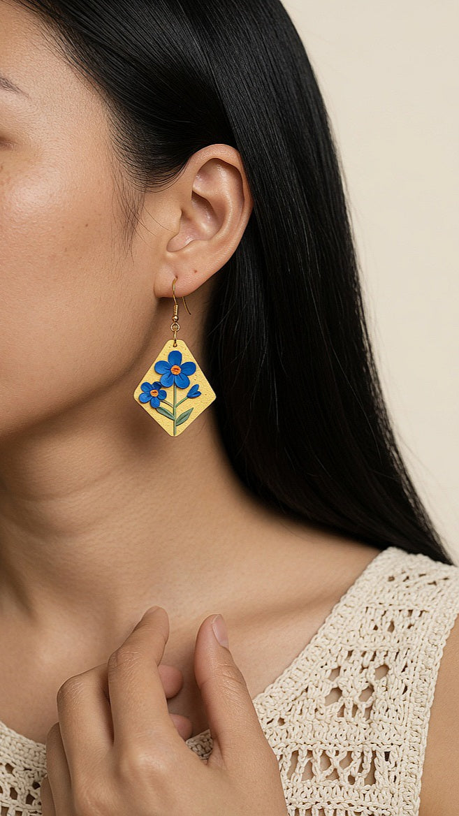 Cute blue flower earrings Forget me not earrings for women