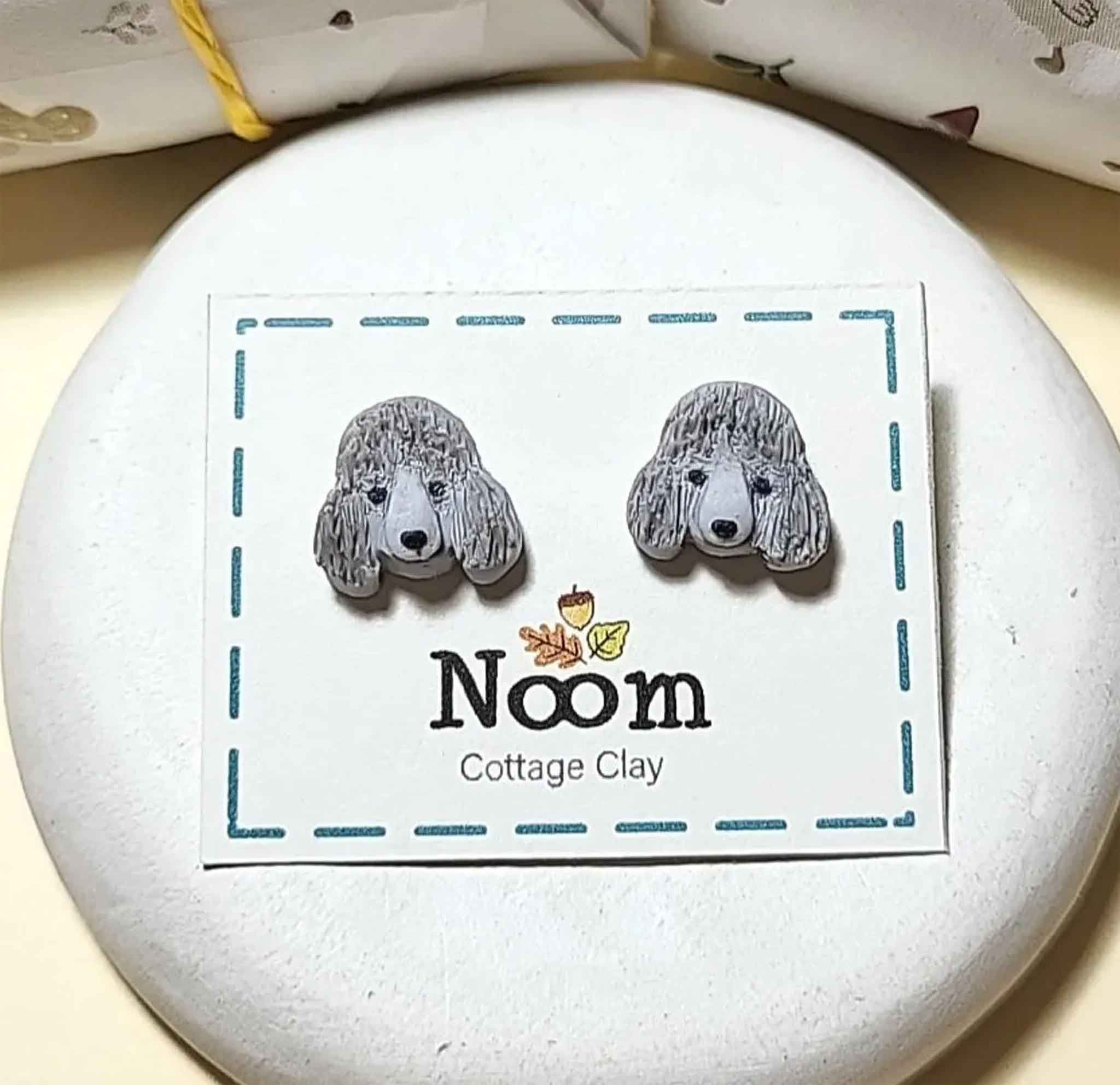 Gray Poodle stud earrings, cute Poodle gifts for her