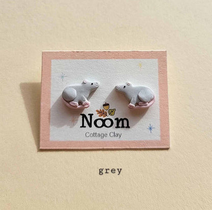 Gray rat earrings