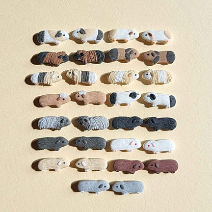 Cute guinea pig stud earrings - Maži rankų darbo auskarai su jūrų kiaulytėmis įvairių spalvų