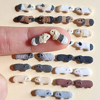 Cute guinea pig stud earrings - guinea pig lover gifts - Maži rankų darbo auskarai su jūrų kiaulytėmis įvairių spalvų