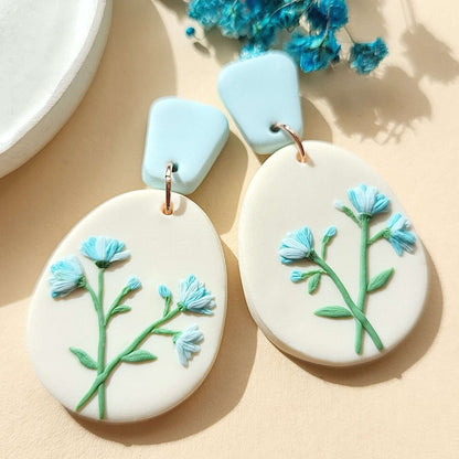 Gypsophila earrings - Rankų darbo auskarai „Gipsofilijos“ iš polimerinio molio.