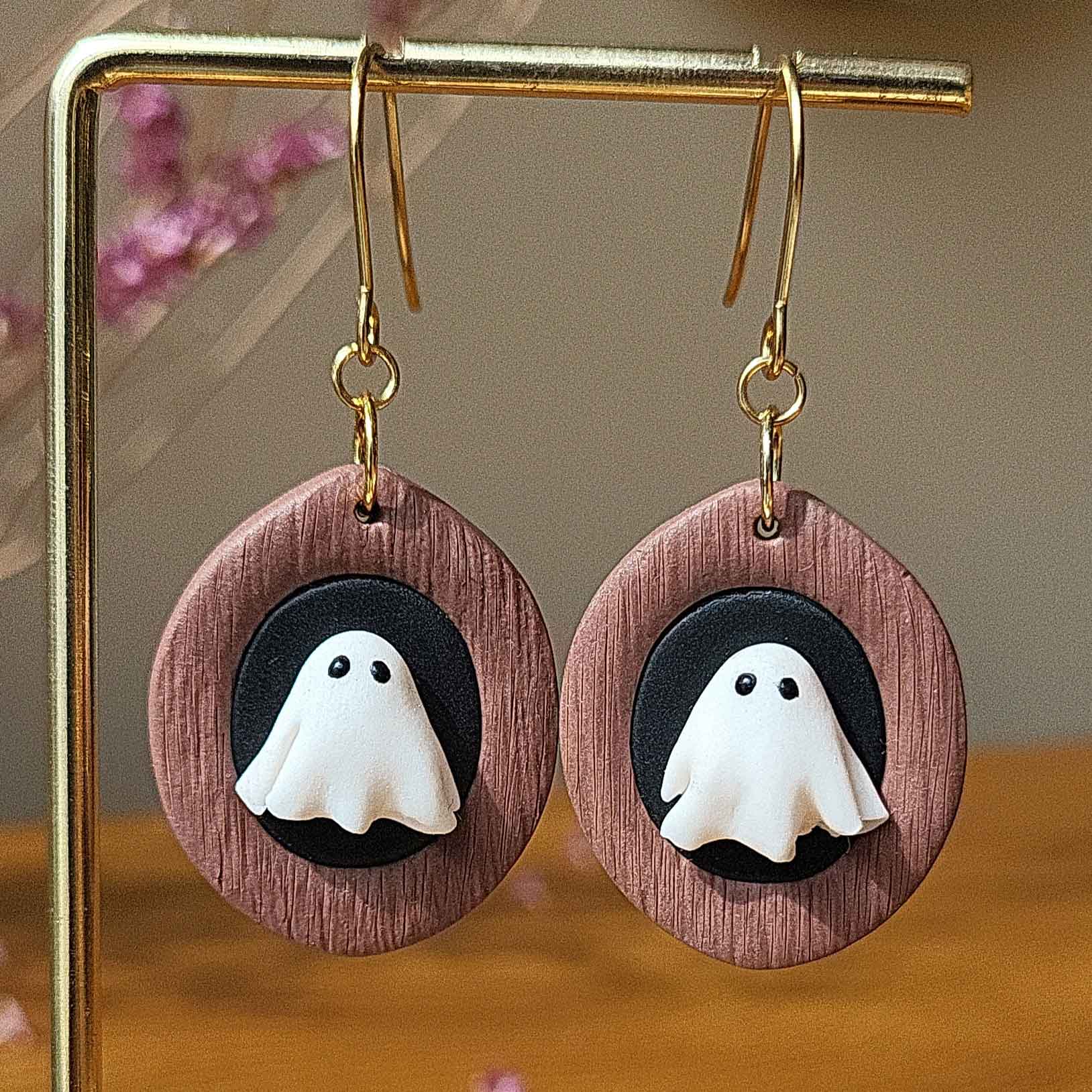 Dangle Halloween ghost polymer clay earrings