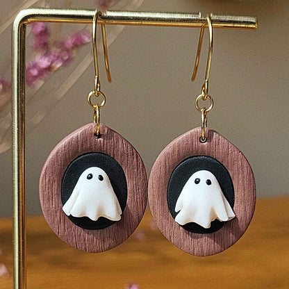 Dangle Halloween ghost polymer clay earrings