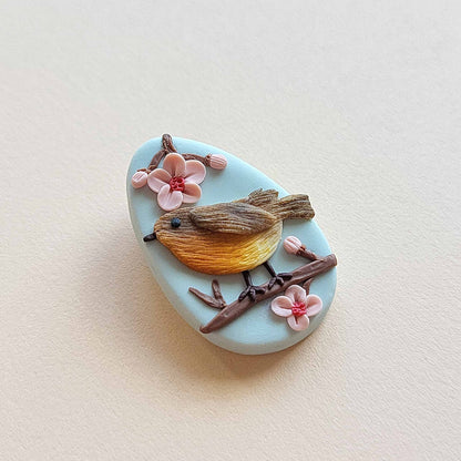 Clay bird brooch
