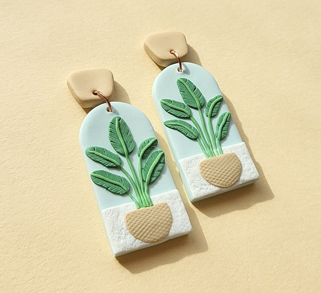 Botanical polymer clay earrings