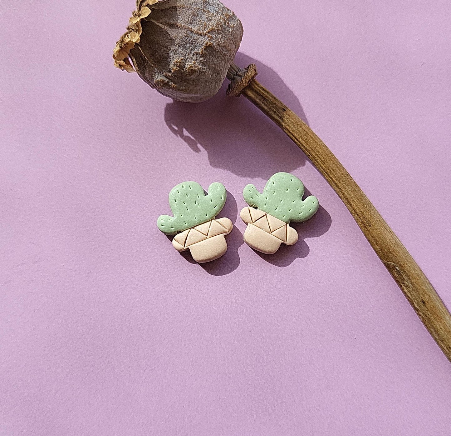 Cute cacti in pot stud earrings