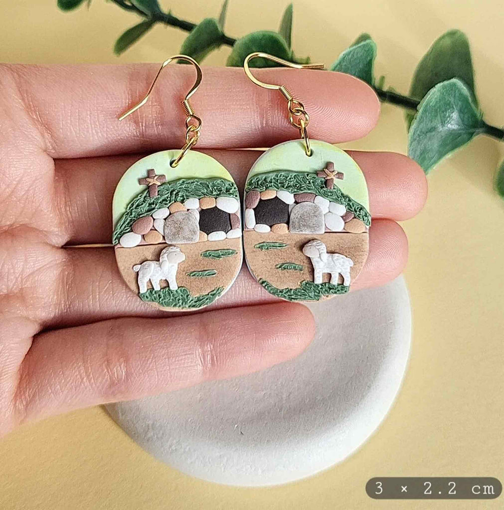 The resurrection earrings, unique handmade gift for Christian women -  Rankų darbo auskarai su Velykų Prisikėlimu