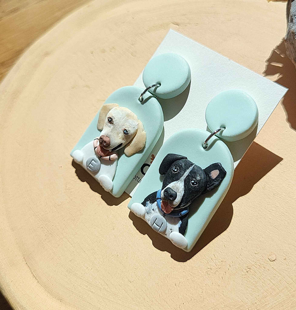 Handmade dog earrings, custom dog lover gifts 