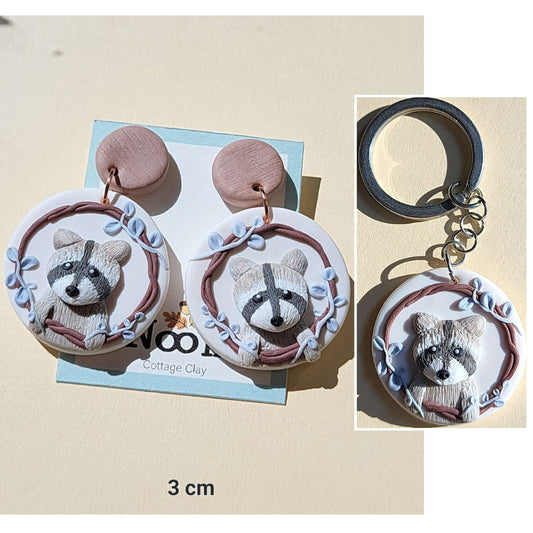 Cute raccoon earrings / keychain