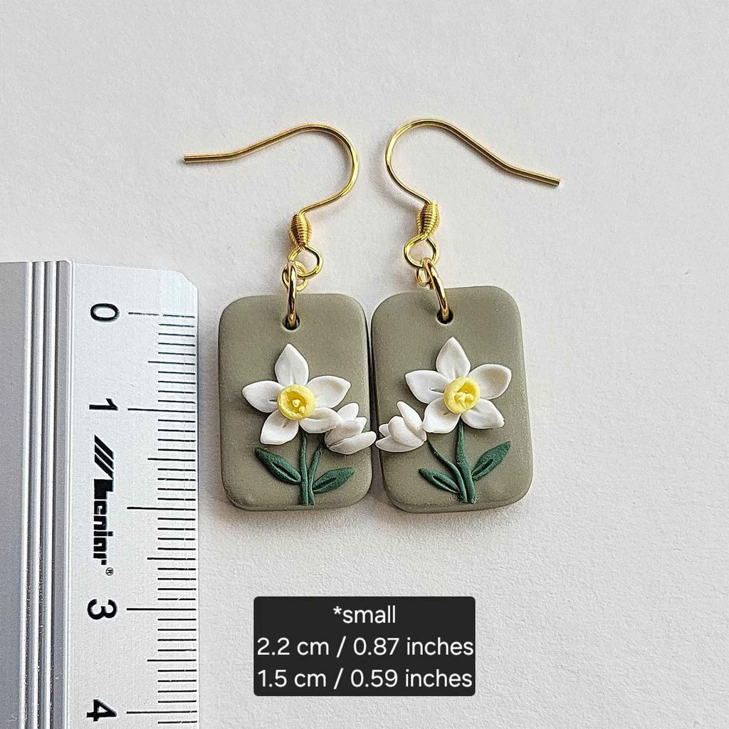 White floral earrings handmade