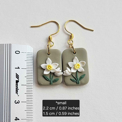 White floral earrings handmade