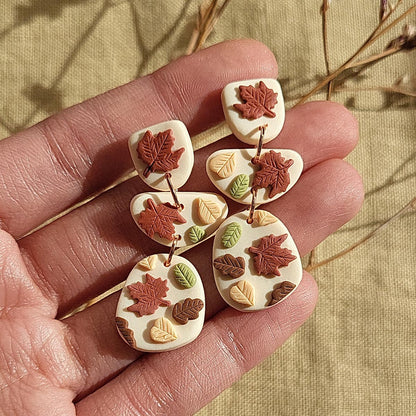 Handmade Fall Leaf polymer clay earrings – Rankų darbo auskarai „Rudens lapai“
