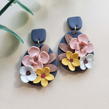Handmade cute flower polymer clay earrings gift for her - Rankų darbo auskarai su gėlėmis