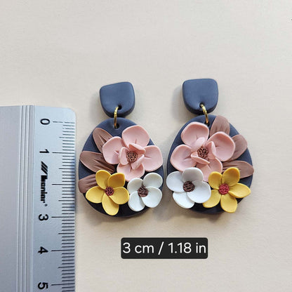 Handmade cute flower polymer clay earrings gift for her - Rankų darbo auskarai su gėlėmis