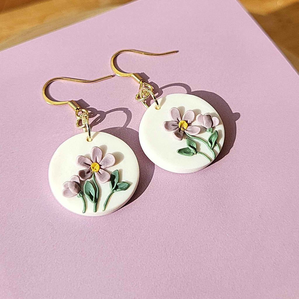Handmade flower earrings dangle