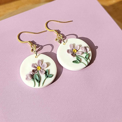 Handmade flower earrings dangle