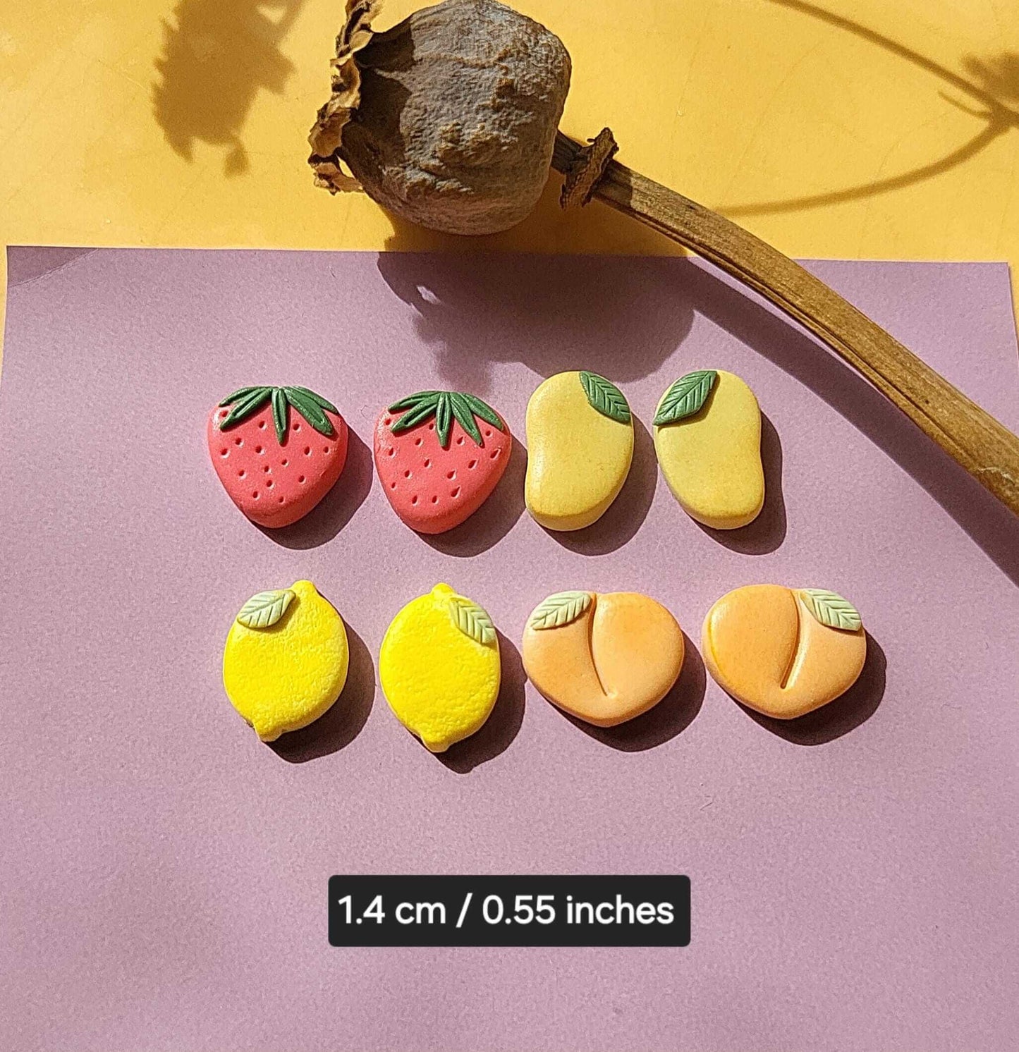 Handmade polymer clay fruit earrings