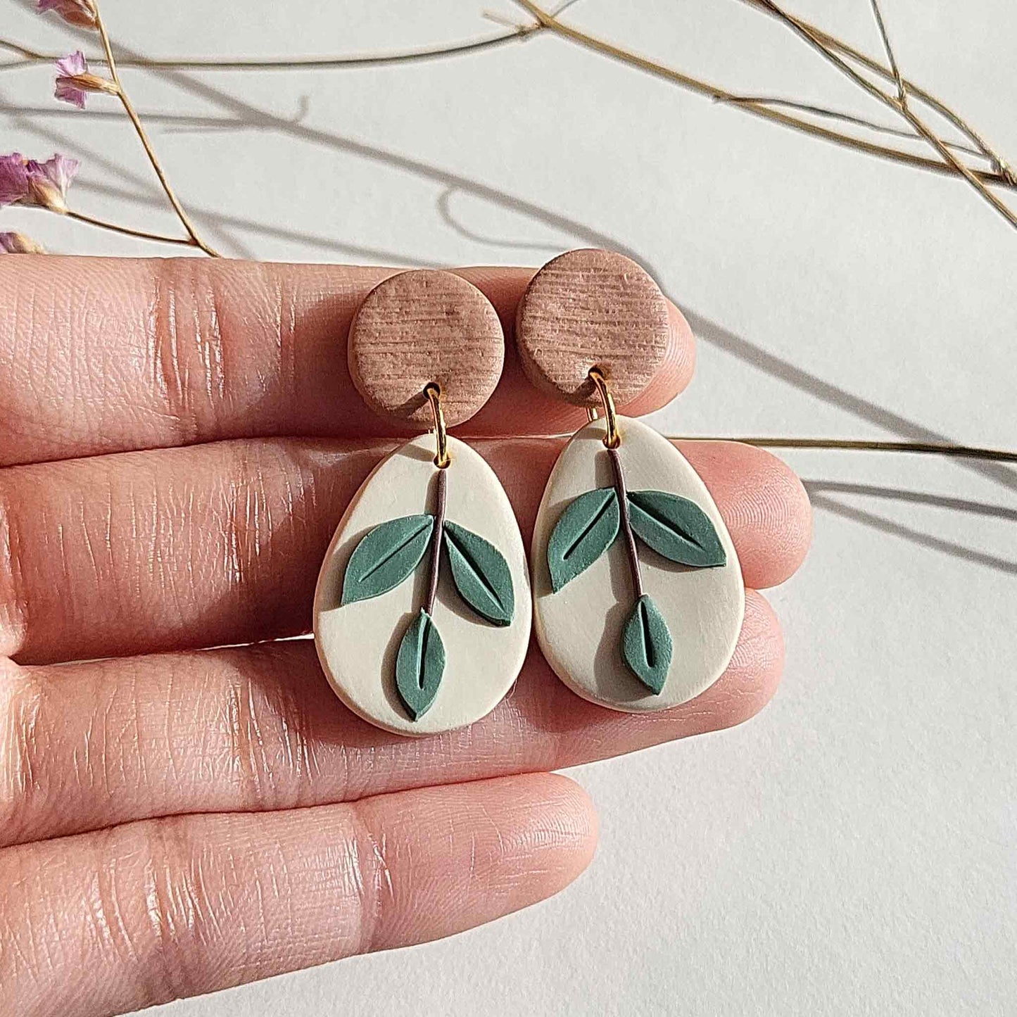 Handmade leaf earrings