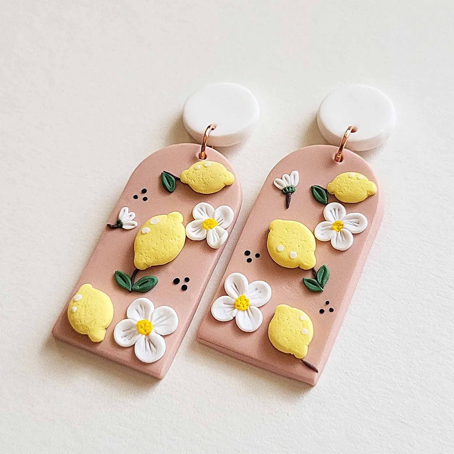 Cute lemon polymer clay earrings
