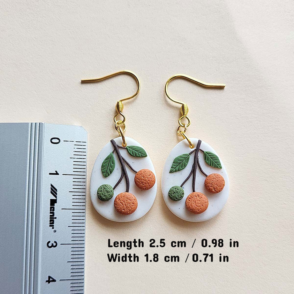 Handmade cute orange fruit polymer clay earrings handmade jewelry for women - Rankų darbo auskarai su apelsinų motyvu iš polimerinio molio