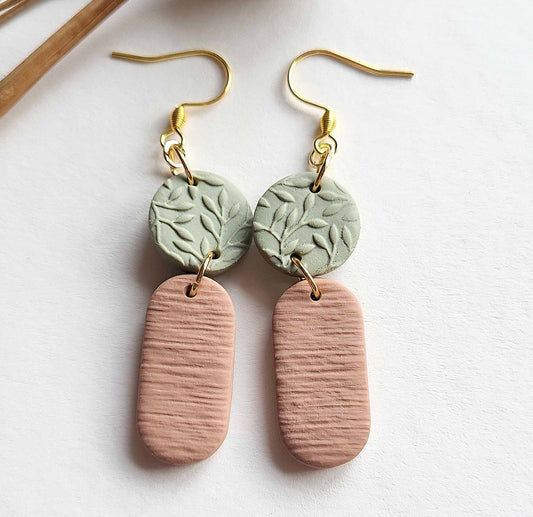 Minimalist polymer clay earrings in neutral colors
