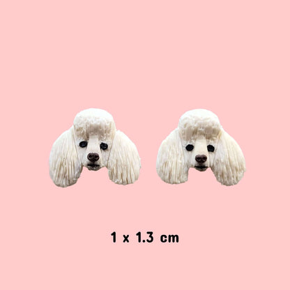 Cute Poodle Handmade giant Poodle dog stud earrings, polymer clay Poodle jewelry gift – Rankų darbo smeigiami auskarai su pudeliu