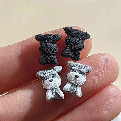 Handmade Schnauzer dog stud earrings, polymer clay dog jewelry gift – Rankų darbo smeigiami auskarai su šnauceriu