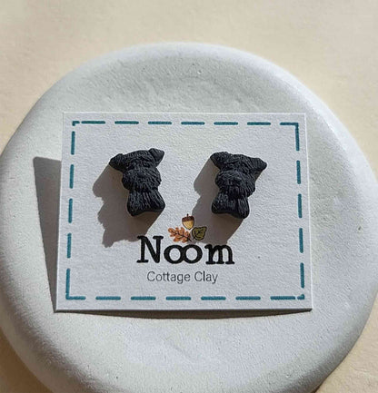 Handmade Schnauzer dog stud earrings, polymer clay dog jewelry gift – Rankų darbo smeigiami auskarai su šnauceriu