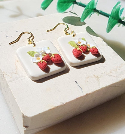 Handmade strawberry polymer clay earrings