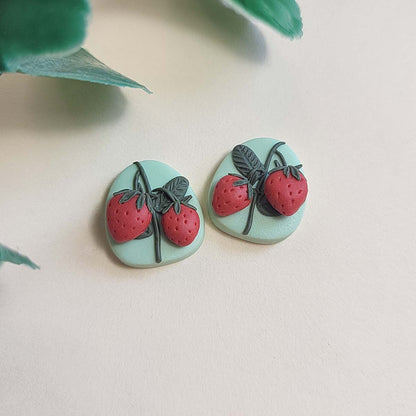 Strawberry stud earrings - Rankų darbo auskarai su braškėmis