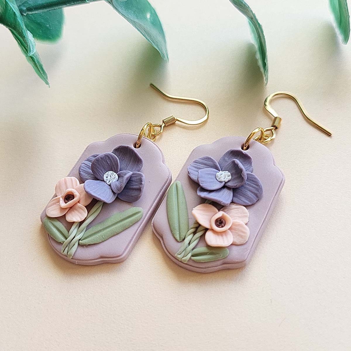 Cute handmade flower polymer clay earrings for women