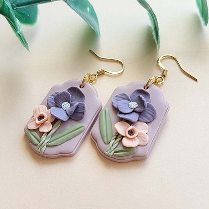 Cute handmade flower polymer clay earrings for women
