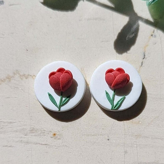 Red Tulip stud earrings 