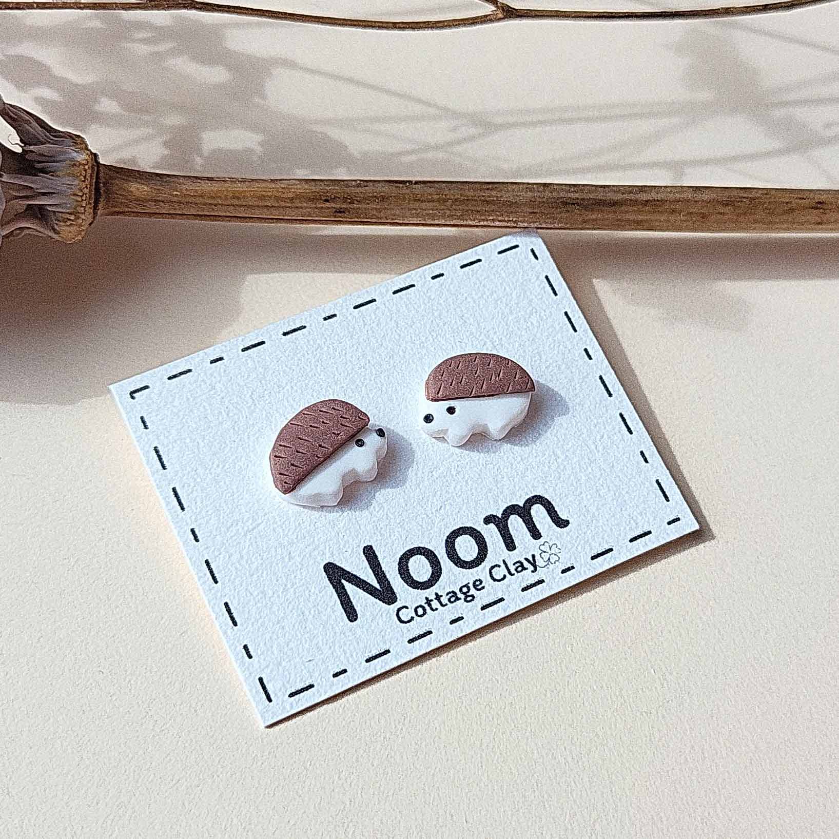 Handmade hedgehog stud earrings 