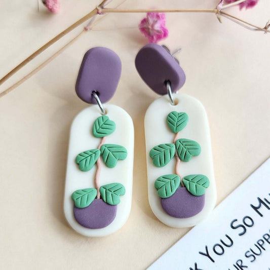 Cute Hoya plant earrings handmade