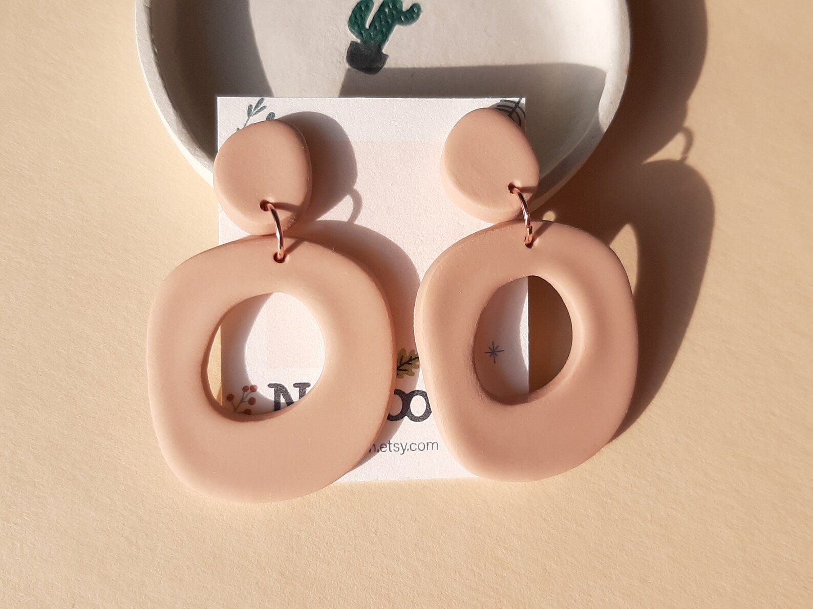 Minimalist Polymer Clay Earrings In Neutral Earthy Colors