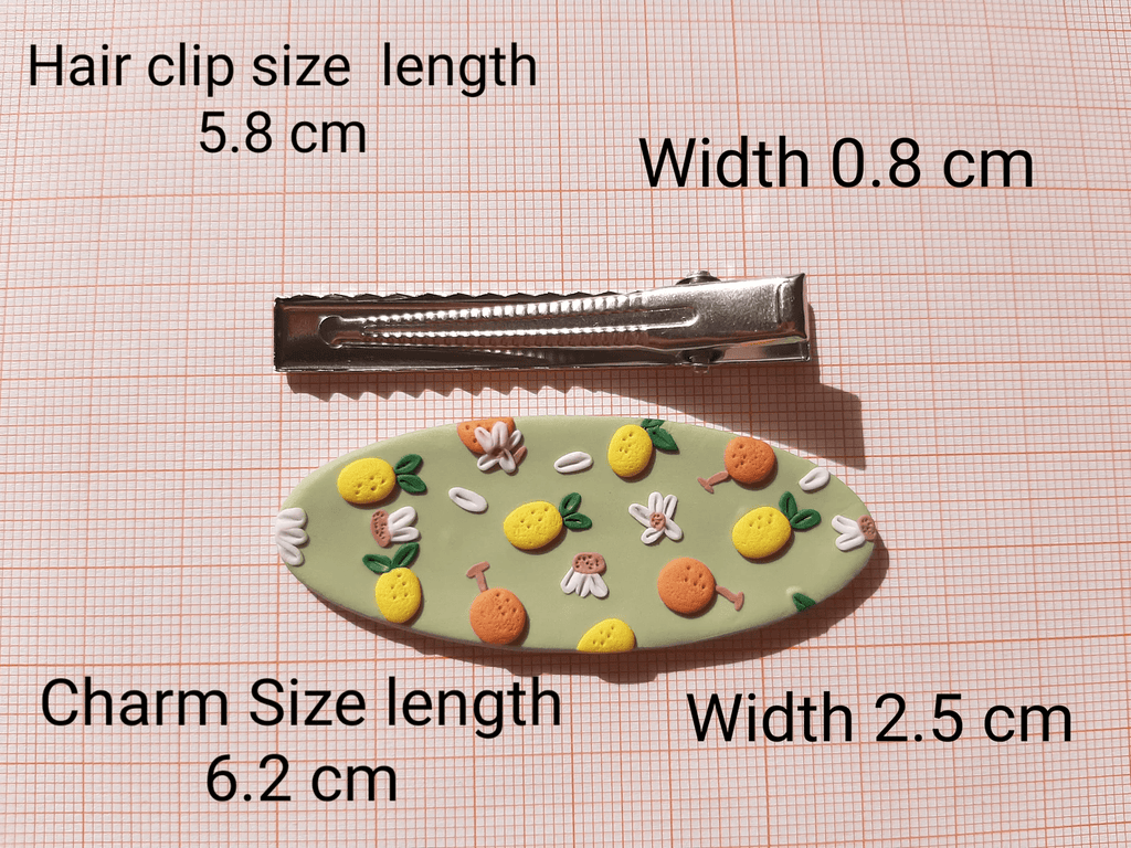 Pendientes de limón, pendientes de naranja, linda pinza para el cabello con forma de fruta, joyería de arcilla polimérica, primavera, verano