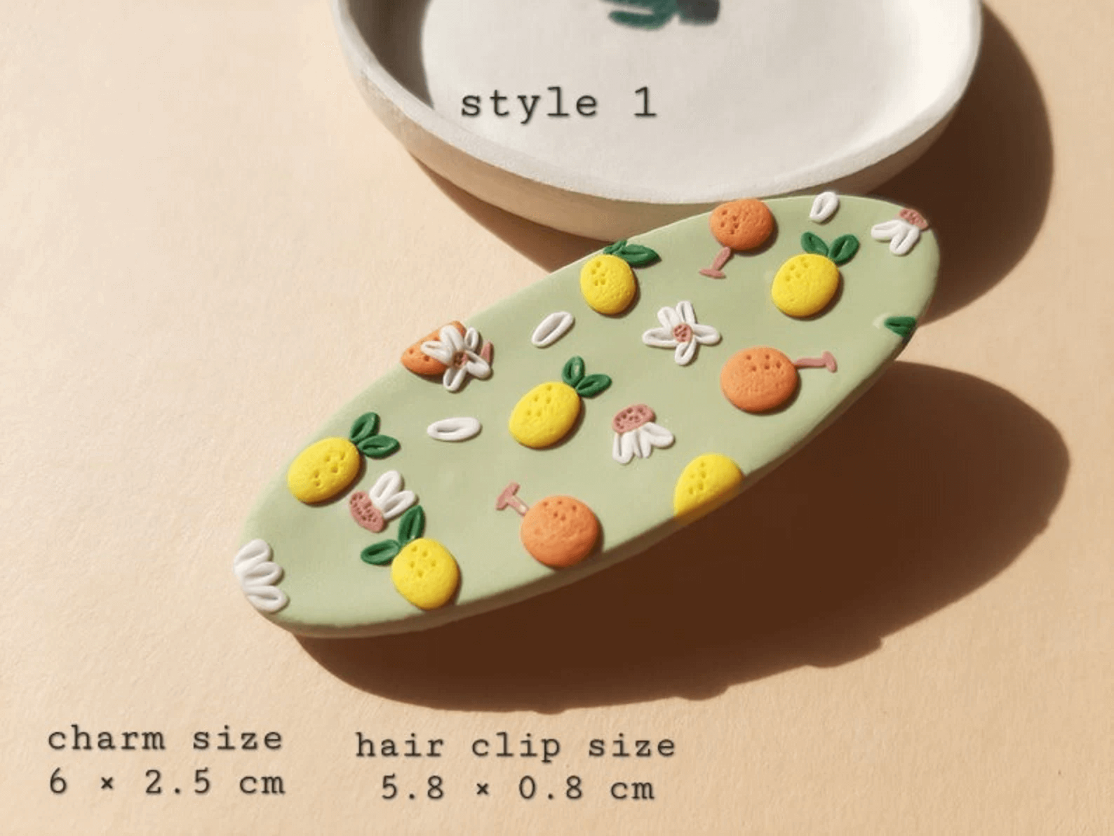 Pendientes de limón, pendientes de naranja, linda pinza para el cabello con forma de fruta, joyería de arcilla polimérica, primavera, verano