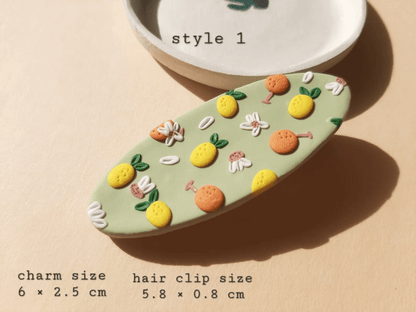 Lemon And Orange Earrings - Cute Fruit Hairclip