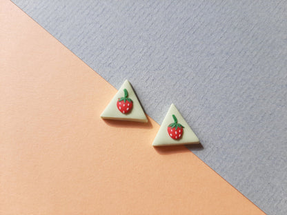 Strawberry Stud Earrings - Handmade Fruit Jewellery