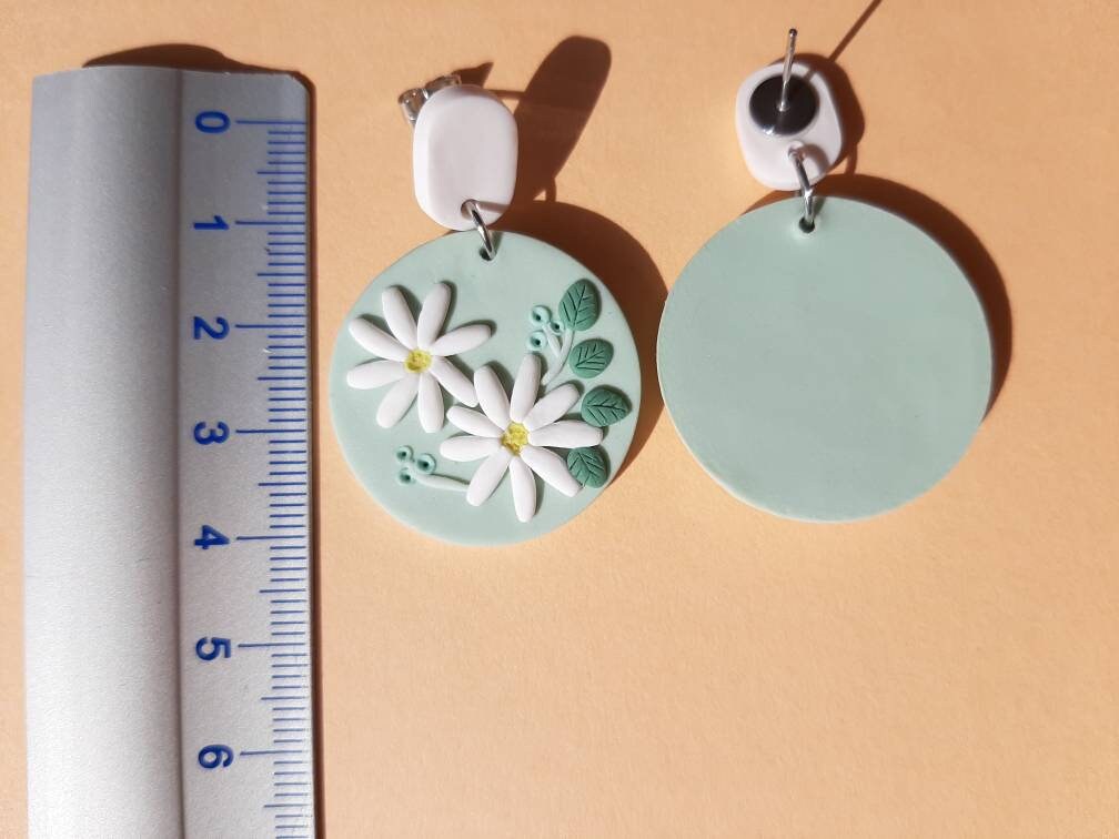 Flower Polymer Clay Earrings, Statement Earrings, Gift For Mom