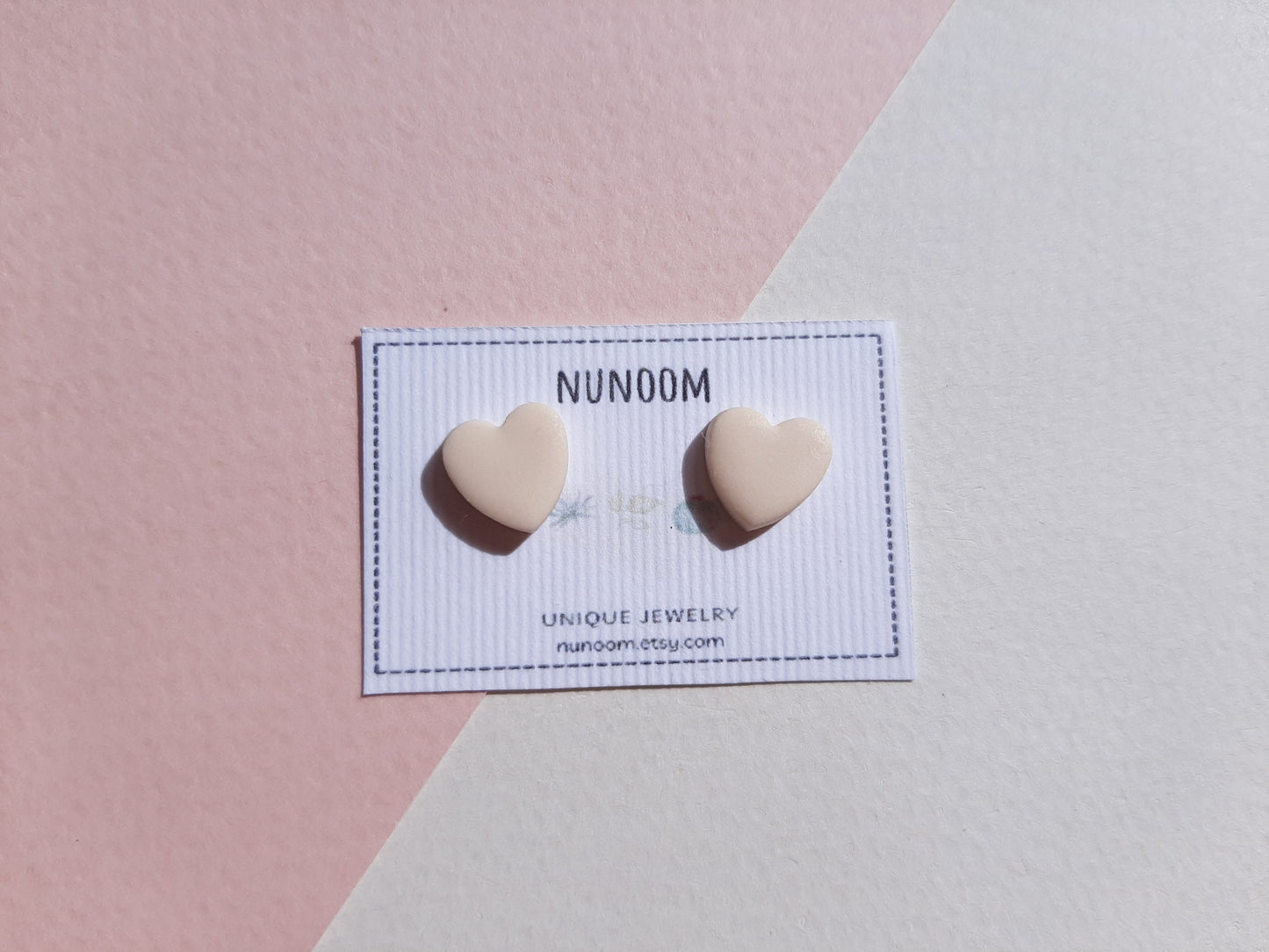 Minimalist Heart Stud Earrings, Simple Clay Earrings, Handmade Polymer Clay Earrings