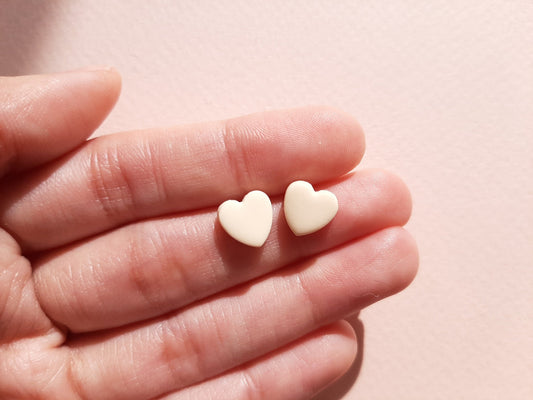 Minimalist Heart Stud Earrings, Simple Clay Earrings, Handmade Polymer Clay Earrings