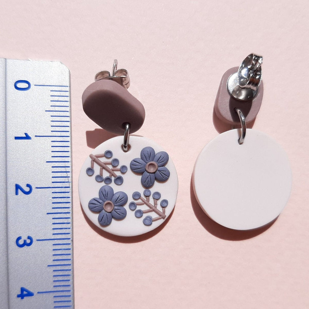 Purple Flower Polymer Clay Earrings