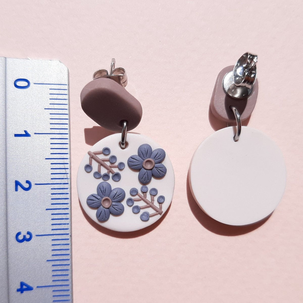 Purple Flower Polymer Clay Earrings