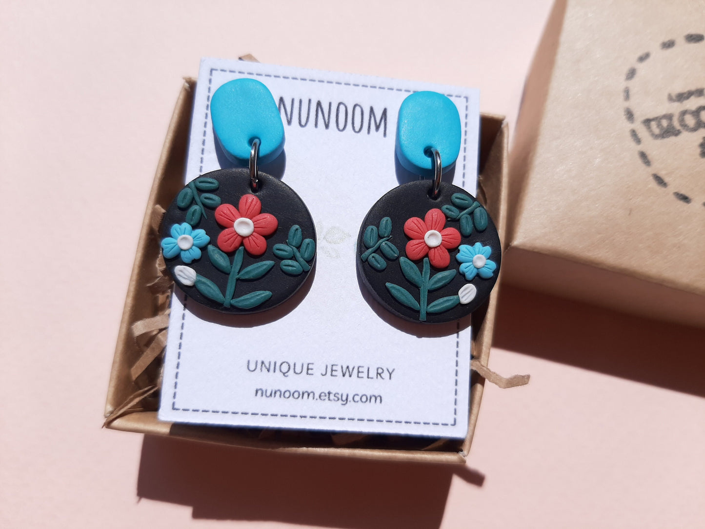 Flower Clay Earrings, Handmade Polymer Clay Jewelry, Mother Gift