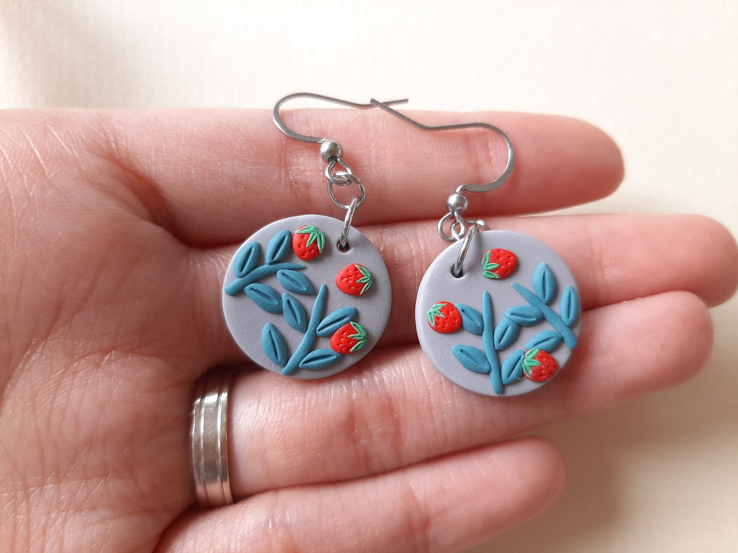 Strawberry Earrings, Clay Earrings, Fruit Earrings, Handmade Jewelry, Gift For Her