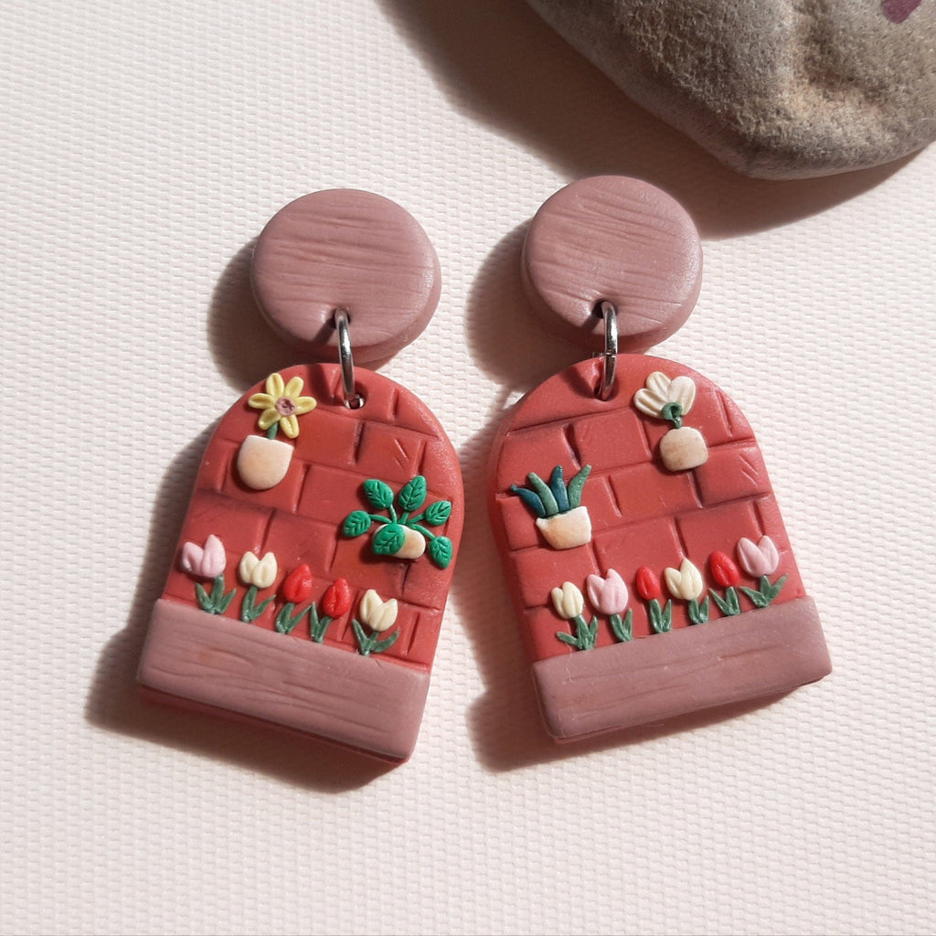 Tulip Flower Polymer Clay Earrings
