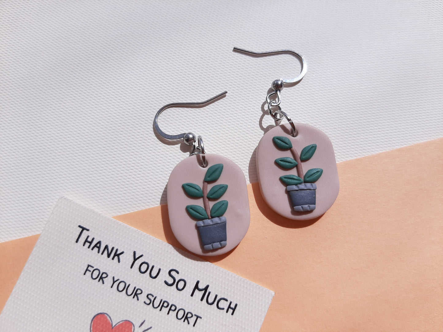 Plant Clay Earrings, Polymer Clay Earrings, Plant Lover Gift